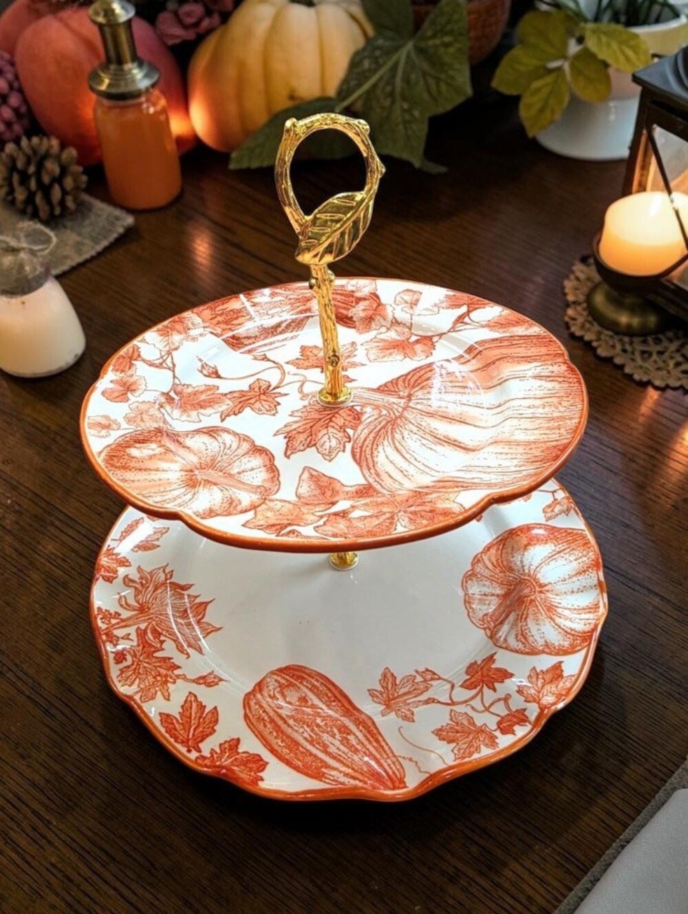 Fall Pumpkin 2-Tier Tray Set
